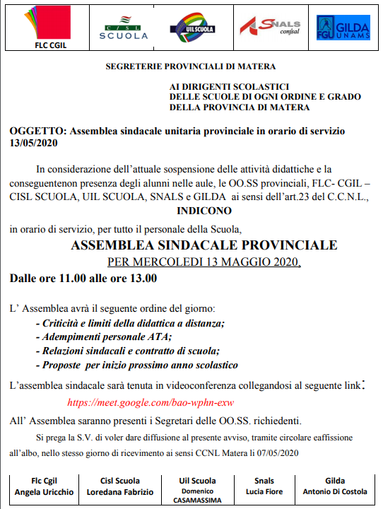 13-MAGGIO-ASSEMBLEA UNITARIA